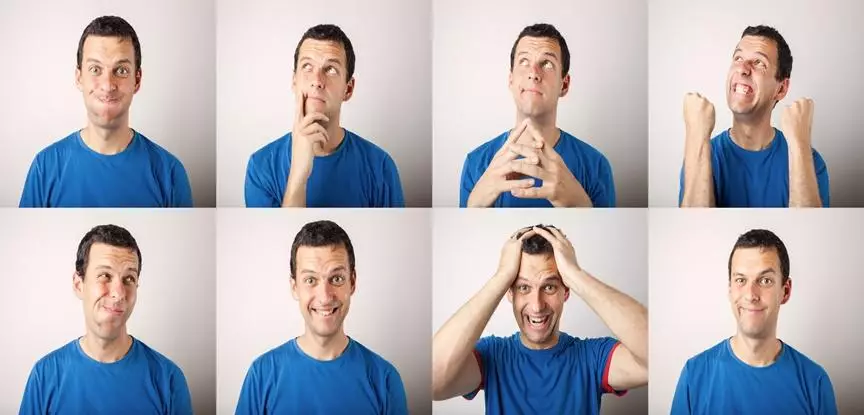 fotos de homem com diferentes reações