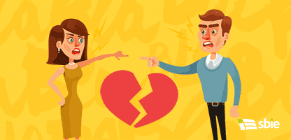 Personagens de homem e mulher do casal brigam. Ilustração em vetor plana dos desenhos animados– ilustração de bancos de imagens